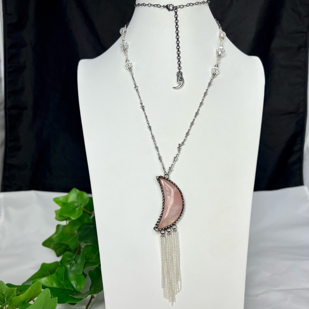 Moon & Stars Rose Quartz Statement Necklace